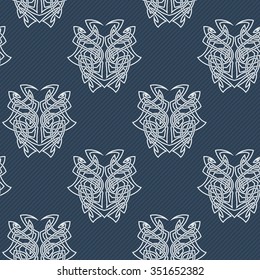 Elegant difficult curled ornamental gothic tattoo seamless pattern. Celtic style. Maori. Weaving. Colored image.