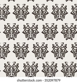 Elegant difficult curled ornamental gothic tattoo seamless pattern. Celtic style. Maori. Weaving. Monochrome image.