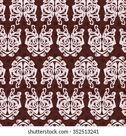 Elegant difficult curled ornamental gothic tattoo seamless pattern. Celtic style. Maori. Weaving. Colored image.