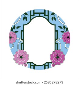 Elegant digital artwork featuring a pink and green vector