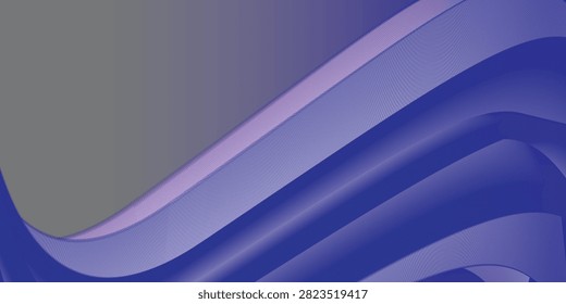 Elegant digital background with flowing blue and purple wave lines on a dark gray gradient. Perfect for technology banners, business presentations, and creative web headers.