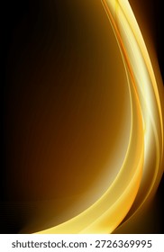 Elegant digital illustration featuring flowing amber and gold waves on a black background. Ideal for luxury branding, technology presentations, and premium web design projects.