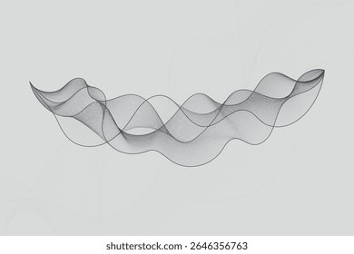 Arte digital de ondas elegante com linhas finas e profundidade para projetos visuais modernos de tecnologia e abstratos