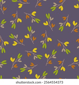 Elegant ditsy foliage texture. Vector floral leaves branches seamless pattern design for fabric, wrapping, textile, wallpaper, card, paper gift, phone case, stationery.