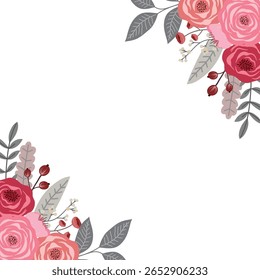 Elegant Divider with Rose Bouquet for Invitations and Cards
