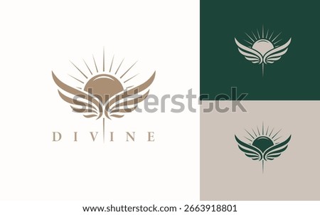 elegant divine logo design with wing and cross