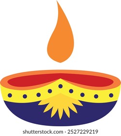 Elegant Diya Art Icon Representing Cultural Craftsmanship, Tradition, and Festivity, Perfect for Highlighting Decorative Ceremonies, Festivals, and Spiritual Offerings in a Creative and Beautiful Desi