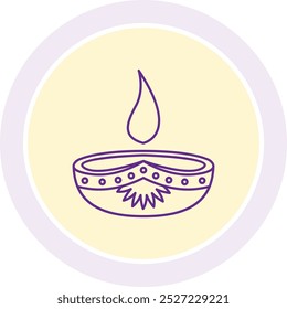 Elegant Diya Art Icon Representing Cultural Craftsmanship, Tradition, and Festivity, Perfect for Highlighting Decorative Ceremonies, Festivals, and Spiritual Offerings in a Creative and Beautiful Desi