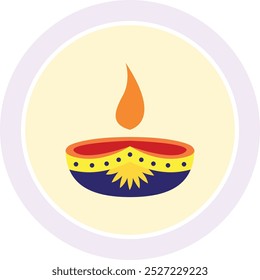 Elegant Diya Art Icon Representing Cultural Craftsmanship, Tradition, and Festivity, Perfect for Highlighting Decorative Ceremonies, Festivals, and Spiritual Offerings in a Creative and Beautiful Desi