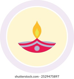 Elegant Diya Decoration Icon Representing Tradition, Beauty, and Cultural Significance, Perfect for Highlighting Festivals, Ceremonies, and Special Occasions with a Decorative and Festive Design.