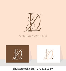 Elegant DL LD monogram wedding logo design, perfect for a couple's special day