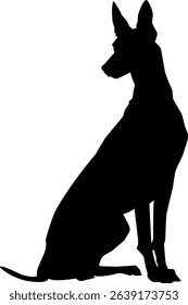 Elegant Doberman dog silhouette sitting, showcasing its distinctive loyal and vigilant profile