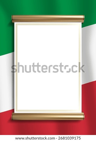 Elegant document frame with Italian flag colors and an exquisite gold border. Perfect for certificates, diplomas and official announcements, vertical orientation