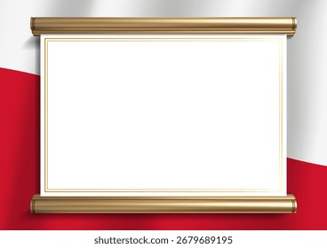 Elegant document frame with Maltese flag colors and an exquisite gold border. Perfect for certificates, diplomas and official announcements, horizontal orientation
