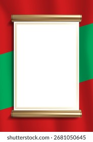Quadro de documento elegante com cores de bandeira mauritana e uma borda de ouro requintado. Perfeito para certificados, diplomas e anúncios oficiais, orientação vertical