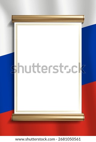 Elegant document frame with Russian flag colors and an exquisite gold border. Perfect for certificates, diplomas and official announcements, vertical orientation
