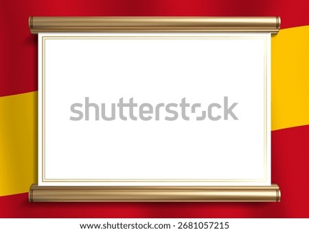 Elegant document frame with Spanish flag colors and an exquisite gold border. Perfect for certificates, diplomas and official announcements, horizontal orientation