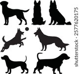 Elegant Dog Silhouette Vector Set for Creative Design Projects