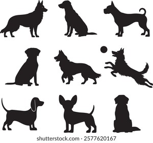 Elegant Dog Silhouette Vector Set for Creative Design Projects
