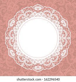 Elegant doily on lace gentle background. Scrapbook element.