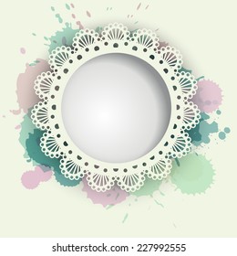 Elegant doily on lace gentle background. Scrapbook element.