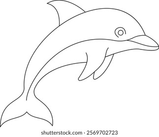 Elegant Dolphin Line Art for Coloring Pages 