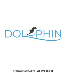 Design elegante logotipo golfinho azul tema água moderna marca aquática identidade minimalista oceano animal gráfico