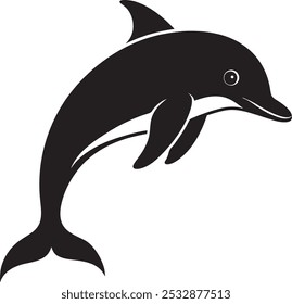 Elegant Dolphin Vector Silhouette Design for Graphic Art, Merchandise, and Coastal Decor