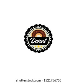 elegant donut label logo vintage vector design