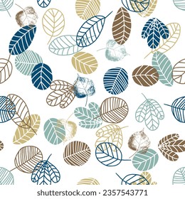 Elegant doodle seamless pattern with linden leaves. Perfect print for tee, paper, textile and fabric. Minimalistic vector illustration for decor and design.
