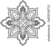 Elegant Dotted Geometric Floral Design pattern with Flowers and Leaves can be used as a cushion, embroidery pattern or to create repetitive patterns for fabric, carpet, curtain, wallpaper, decoration 
