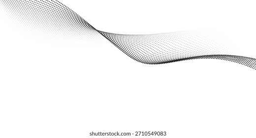 Elegantes ondas punteadas. Formas de onda Abstractas, efectos de onda, texturas de gradiente punteado, conjunto de símbolos de Vector aislado. Gráficos semitonos, puntos ondulados. Ondas punteadas de medio tono, Formas creativas abstractas.

