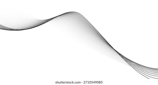 Elegantes ondas punteadas. Formas de onda Abstractas, efectos de onda, texturas de gradiente punteado, conjunto de símbolos de Vector aislado. Gráficos semitonos, puntos ondulados. Ondas punteadas de medio tono, Formas creativas abstractas.

