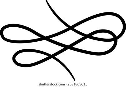 Elegant double looping line forming abstract decorative element is suitable for various design purposes, offering a sophisticated and artistic touch