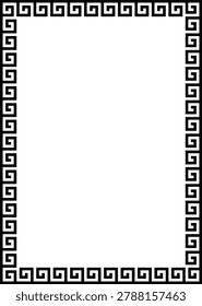 Elegant double meander Greek rectangle frame featuring seamless ornamental geometric border patterns for branding and luxury templates.