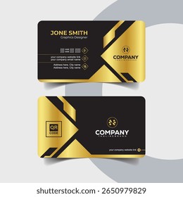 Elegant Double Side Black and Gold Business Card for Professional Identity
