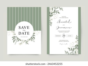 Elegant double sided wedding invitation set in floral watercolor