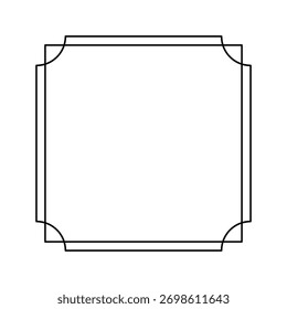 Elegant double-line square frame with subtle rounded decorative corners. Minimalist graphic element for design projects, invitations, and borders.