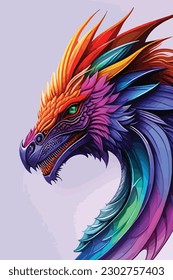 elegant dragon digital art gradient vector illustration