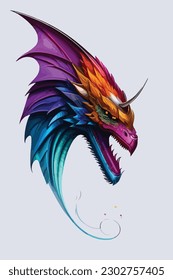 elegant dragon rainbow blurred art digital vector illustration