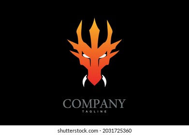 Elegant dragon with the trident head logo, symbolizing strength, courage, tenacity and dignity, suitable for corporate logo, sports community, outdoor activity product, game logo, movie icon,  etc.