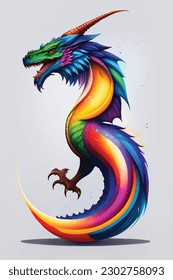 elegant dragon unicorn creative gradient vector illustration