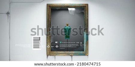 Elegant dramatic museum gallery display scene template for product presentation with movie poster design style 3d realistic vector