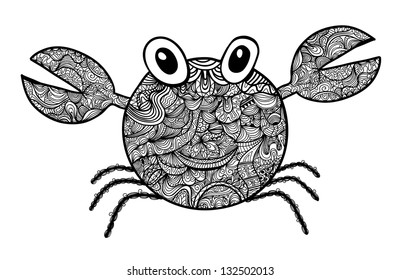 Elegant drawing of abstract decorative crab