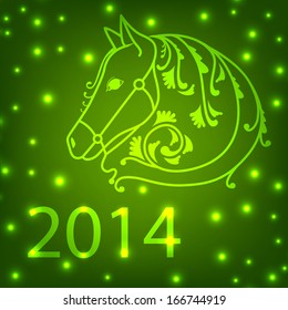 Elegant drawing silhouette of a horse drawn in doodles minimal style. vector illustration