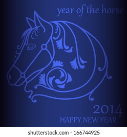 Elegant drawing silhouette of a horse drawn in doodles minimal style. vector illustration