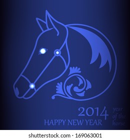 Elegant drawing silhouette of a horse drawn in doodles minimal style. vector illustration