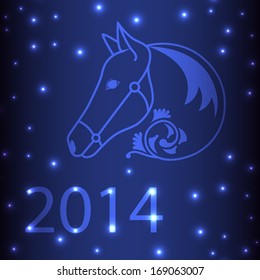 Elegant drawing silhouette of a horse drawn in doodles minimal style. vector illustration