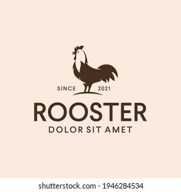 elegant drawing vector rooster logo design inspiration Stock Vector. Chicken Cock Livestock farm Logo Icon Silhouette