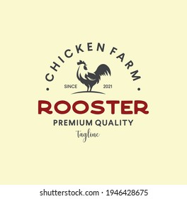 elegant drawing vector rooster logo design inspiration Stock Vector. Chicken Cock Livestock farm Logo Icon Silhouette